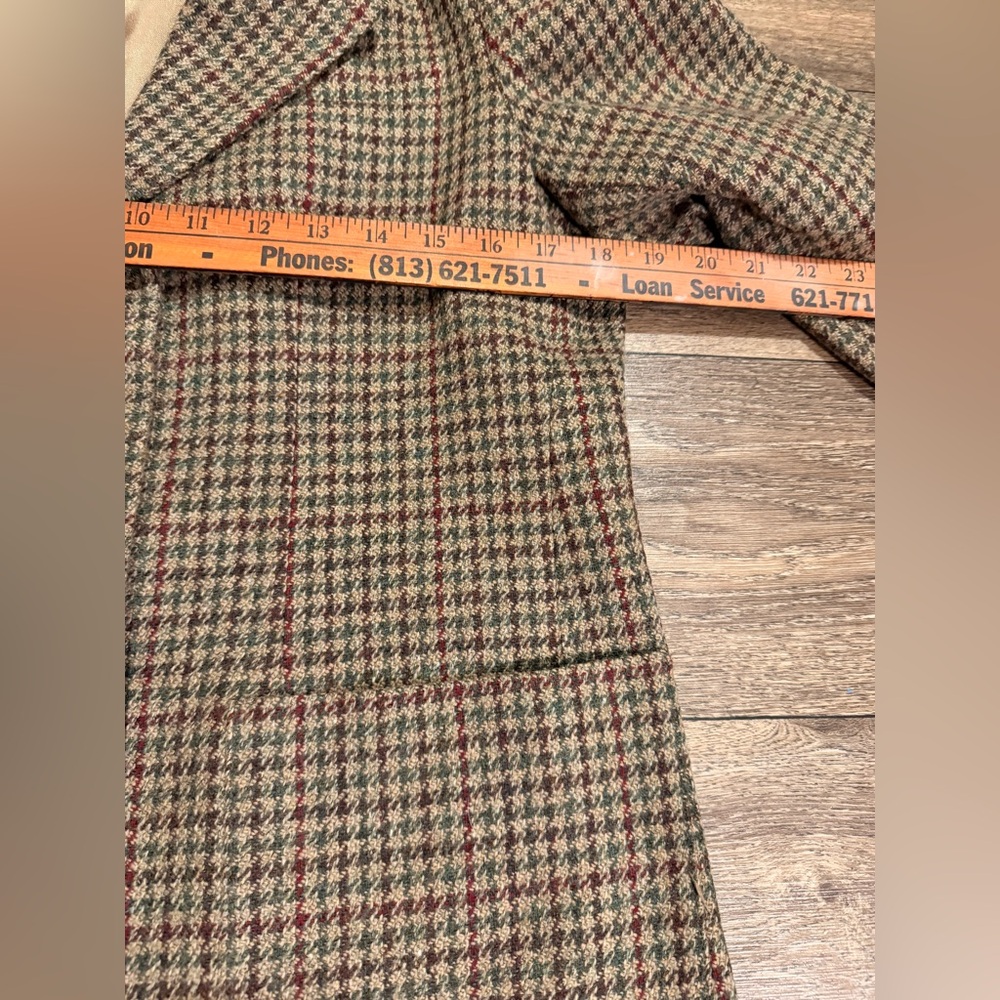 L.L. Bean Wool Blazer Jacket Womens 8 Houndstooth Plaid Vintage USA Tweed Coat - Picture 9 of 10